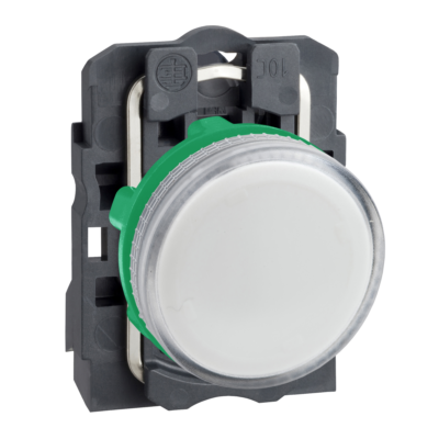 Pilot light, Harmony XB5, white complete Ø22 mm plain lens for BA9s bulb 250 V - Schneider Electric - XB5AV61