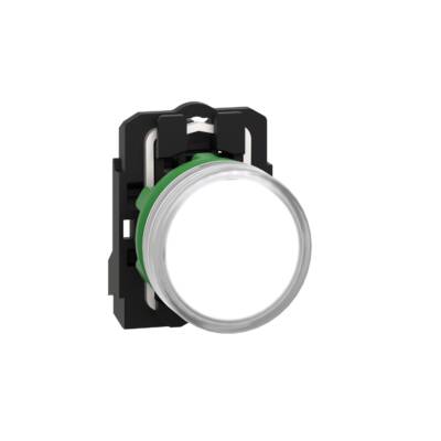 pilot light, Harmony XB5, grey plastic, white, 22mm, universal LED, plain lens, 24V AC DC - Schneider Electric - XB5AVB1