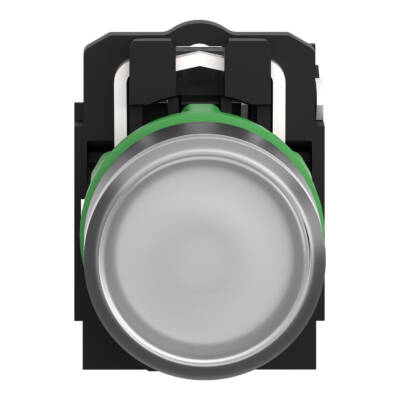 Illuminated push button, Harmony XB5, plastic, white flush, 22mm, universal LED, plain lens, 1NO, 24V AC DC - Schneider Electric - XB5AW31B1
