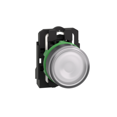 Illuminated push button, Harmony XB5, plastic, white flush, 22mm, universal LED, plain lens, 1NO, 24V AC DC - Schneider Electric - XB5AW31B1