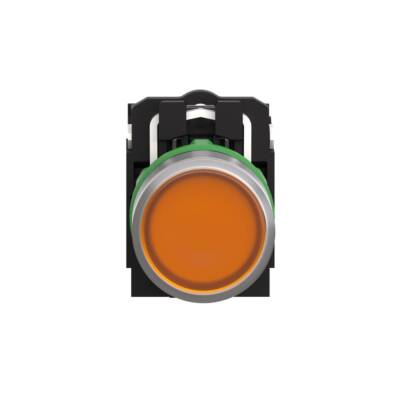 Illuminated push button, Harmony XB5, grey bezel, orange flush, 22mm, universal LED, plain lens, 1NO + 1NC, 120V - Schneider Electric - XB5AW35G5C0