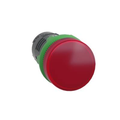 Monolithic pilot light, Harmony XB5, grey plastic, red, 22mm, universal LED, plain lens, 24V AC DC - Schneider Electric - XB5EVB4