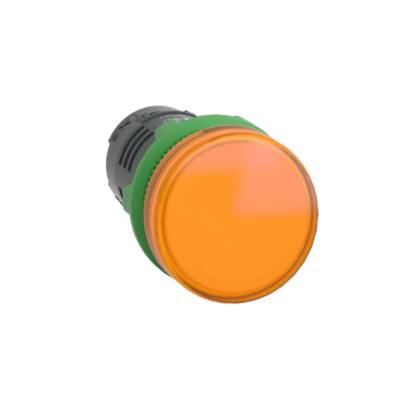 Monolithic pilot light, Harmony XB5, grey plastic, orange, 22mm, universal LED, plain lens, 24V AC DC - Schneider Electric - XB5EVB5