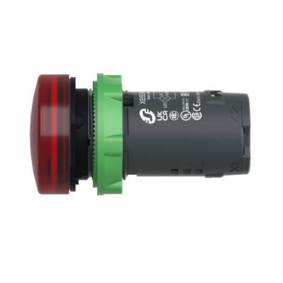 Monolithic pilot light, Harmony XB5, grey plastic, red, 22mm, universal LED, plain lens, 230…240V AC - Schneider Electric - XB5EVM4