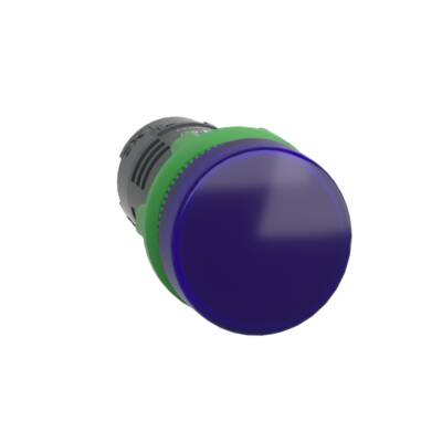 Monolithic pilot light, Harmony XB5, grey plastic, blue, 22mm, universal LED, plain lens, 230…240V AC - Schneider Electric - XB5EVM6