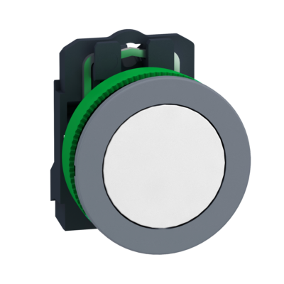 flush mounted pushbutton - white - 1NO - spring return cp grey - Schneider Electric - XB5FA11C0