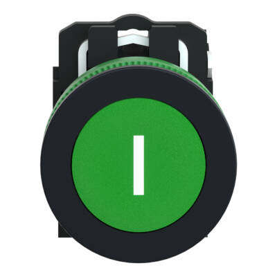 FLUSH MOUNTED GREEN FLUSH CAPS PUSHBUTTON WHITE MARKED I 1NO SCREW CLAMP - Schneider Electric - XB5FA3311