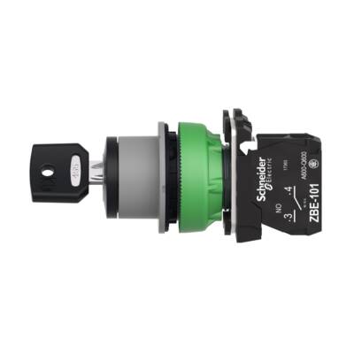 Selector switch, Harmony XB5, flush mounted ssw key 455 2 pos key release left 1 NO screw clamp cp grey - Schneider Electric - XB5FG61C0
