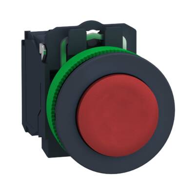 FLUSH MOUNTED RED PROJECTING PUSHBUTTON 1NC SCREW CLAMP - Schneider Electric - XB5FL42