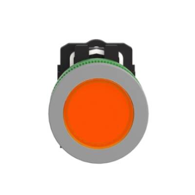 Pilot light, Harmony XB5, grey bezel, orange, universal LED, plain lens, screw clamp terminals, 24V - Schneider Electric - XB5FVB5C0
