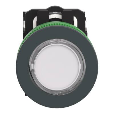 Illuminated push button, Harmony XB5,plastic, white, 30mm, universal LED, 1NO + 1NC, 230…240V AC - Schneider Electric - XB5FW31M5