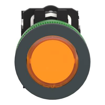 Illuminated push button, Harmony XB5, antimicrobial, plastic, orange, 30mm, universal LED, 1NO + 1NC, 24V AC DC - Schneider Electric - XB5FW35B5