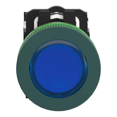 Illuminated push button, Harmony XB5, plastic, blue, 30mm, universal LED, 1NO + 1NC, 24V AC DC - Schneider Electric - XB5FW36B5