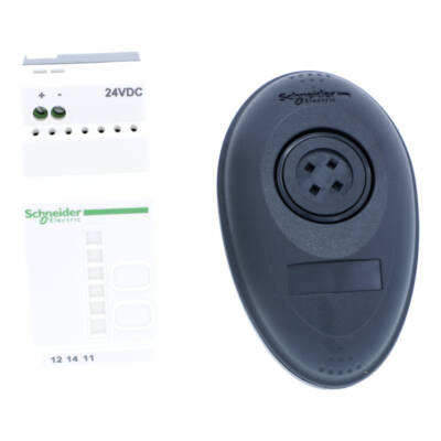 Pack with 1 wireless and batteryless plastic push button Ø22 + 1 non-configurable receiver + 1 set of caps, 24 V DC - Schneider Electric - XB5RMB03