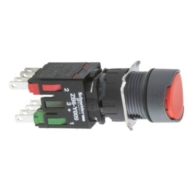 red flush complete pushbutton Ø16 spring return 1NC unmarked - Schneider Electric - XB6AA42B