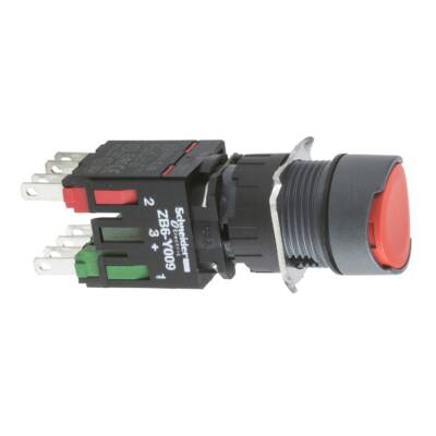 red flush complete pushbutton Ø16 spring return 1NC unmarked - Schneider Electric - XB6AA42B