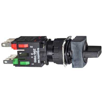 black complete square selector switch Ø16 2-position stay put 1NO+1NC - Schneider Electric - XB6CD225B