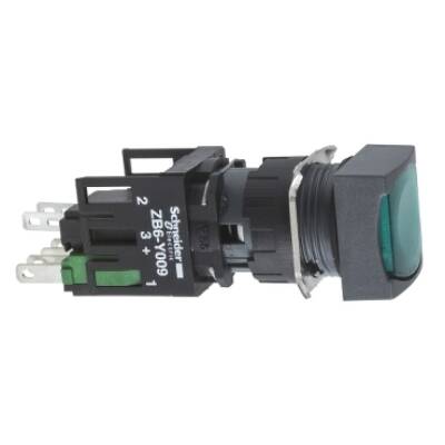 green square flush complete illum pushbutton Ø16 spring return 1NO+1NC 12...24V - Schneider Electric - XB6CW3B5B