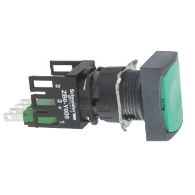 green rectangular flush complete pushbutton Ø16 spring return 1NO unmarked - Schneider Electric - XB6DA31B