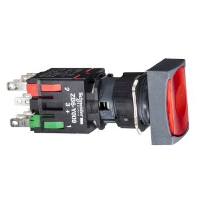 red rectang flush complete illum pushbutton Ø16 spring return 1NO+1NC 12...24V - Schneider Electric - XB6DW4B5B