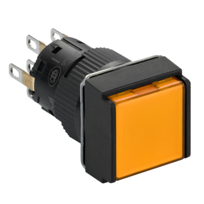 square orange illuminated pushbutton Ø16-flush pushtorelease 24 VDCpolarised 2CO - Schneider Electric - XB6ECF8B2P