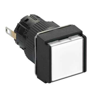 square pilot light Ø16 - IP65 - white - integral LED 24VDCpolarised - connector - Schneider Electric - XB6ECV1BP