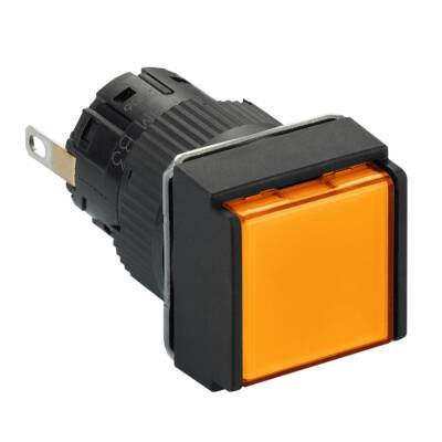 square pilot light Ø16 - IP65 - orange - integral LED 24VDCpolarised - connector - Schneider Electric - XB6ECV8BP