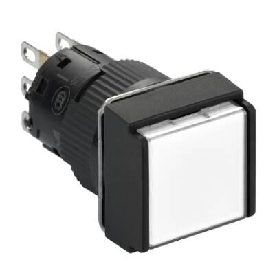 square white illuminated pushbutton Ø16-flush spring return-24 VDC polarised-1CO - Schneider Electric - XB6ECW1B1P