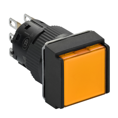 square orange illuminated pushbutton Ø16-flush springreturn-24 VDC polarised-1CO - Schneider Electric - XB6ECW8B1P