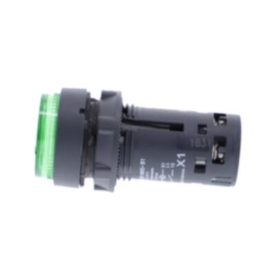 Harmony XB7, Monolithic illuminated push button, plastic, green, Ø22, integral LED, spring return, 110...120 V AC, 1 NO - Schneider Electric - XB7NW33G1