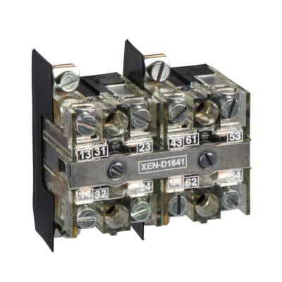 spring return contact block - 1 OC + 1 NO - front mounting, 40 mm centres - Schneider Electric - XEND2631