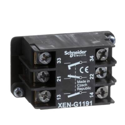 spring return contact block - 1 NC + 2 NO - front mounting - Schneider Electric - XENG1191