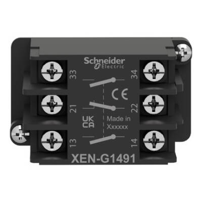 Harmony XAC, Single contact block, spring return, single speed, spring return, front mounting, 2 NO + 1 NC - Schneider Electric - XENG1491