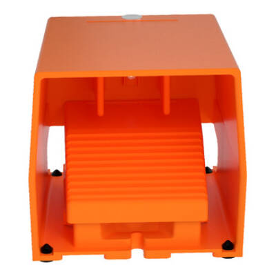 Single foot switch, metal, orange, with cover, 1 NO + 1 NC - Schneider Electric - XPER310