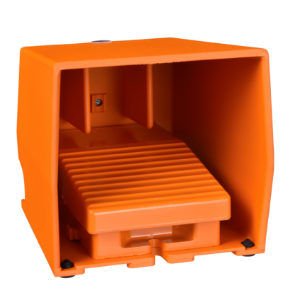 single foot switch - IP66 - with cover - metallic - orange - 1 NC + 1 NO - Schneider Electric - XPER410