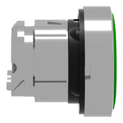 Push button head, metal, flush, green, Ø22, spring return, marked I - Schneider Electric - ZB4BA331