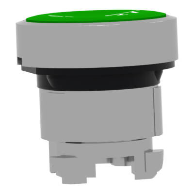 Push button head, metal, flush, green, Ø22, spring return, marked START - Schneider Electric - ZB4BA333