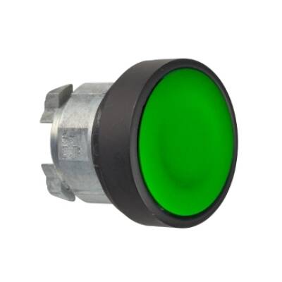 Head for non illuminated push button, Harmony XB4, green flush pushbutton Ø22 mm spring return unmarked - Schneider Electric - ZB4BA37