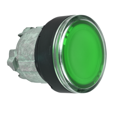 Head for illuminated push button, Harmony XB4, green flush pushbutton Ø22 mm spring return integral LED - Schneider Electric - ZB4BA387