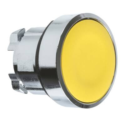 Push button head, metal, flush, yellow, Ø22, spring return, unmarked - Schneider Electric - ZB4BA5