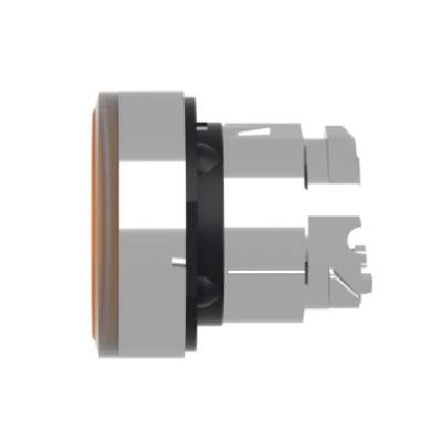 Head for illuminated push button, Harmony XB4, metal, orange flush, 22mm, universal LED, for insertion legend - Schneider Electric - ZB4BA58