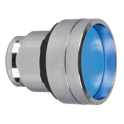 blue recessed pushbutton head Ø22 spring return unmarked - Schneider Electric - ZB4BA66