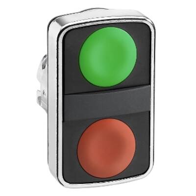 green flush/red flush double-headed pushbutton Ø22 unmarked - Schneider Electric - ZB4BA7340