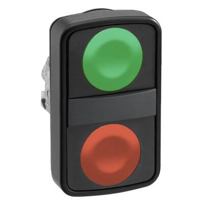 green flush/red flush double-headed pushbutton Ø22 unmarked - Schneider Electric - ZB4BA73407