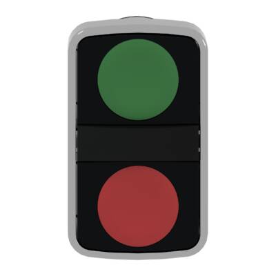 green flush/red flush double-headed pushbutton Ø22 with marking - Schneider Electric - ZB4BA7341