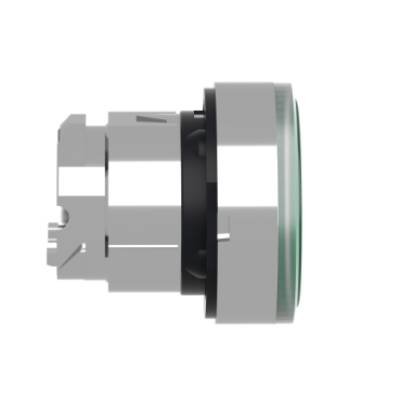 Head for illuminated push button, Harmony XB4, metal, green flush, 22mm, universal LED, push-push, unmarked - Schneider Electric - ZB4BH033