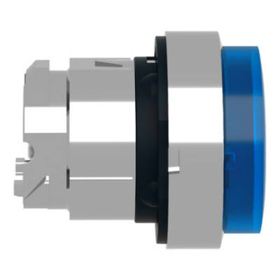 Head for illuminated push button, Harmony XB4, metal, blue projecting, 22mm, push-push, universal LED, unmarked - Schneider Electric - ZB4BH63