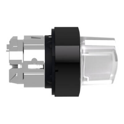 Head for illuminated selector switch, Harmony XB4, universal LED,  black metal, white handle, 22mm, 2 positions, stay put - Schneider Electric - ZB4BK12137
