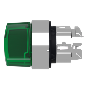 Head for illuminated selector switch, Harmony XB4, metal, green handle, 22mm, universal LED, 2 positions, stay put - Schneider Electric - ZB4BK1233