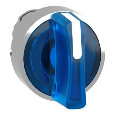 Head for illuminated selector switch, Harmony XB4, metal, blue handle, 22mm, universal LED, 3 positions, stay put - Schneider Electric - ZB4BK1363
